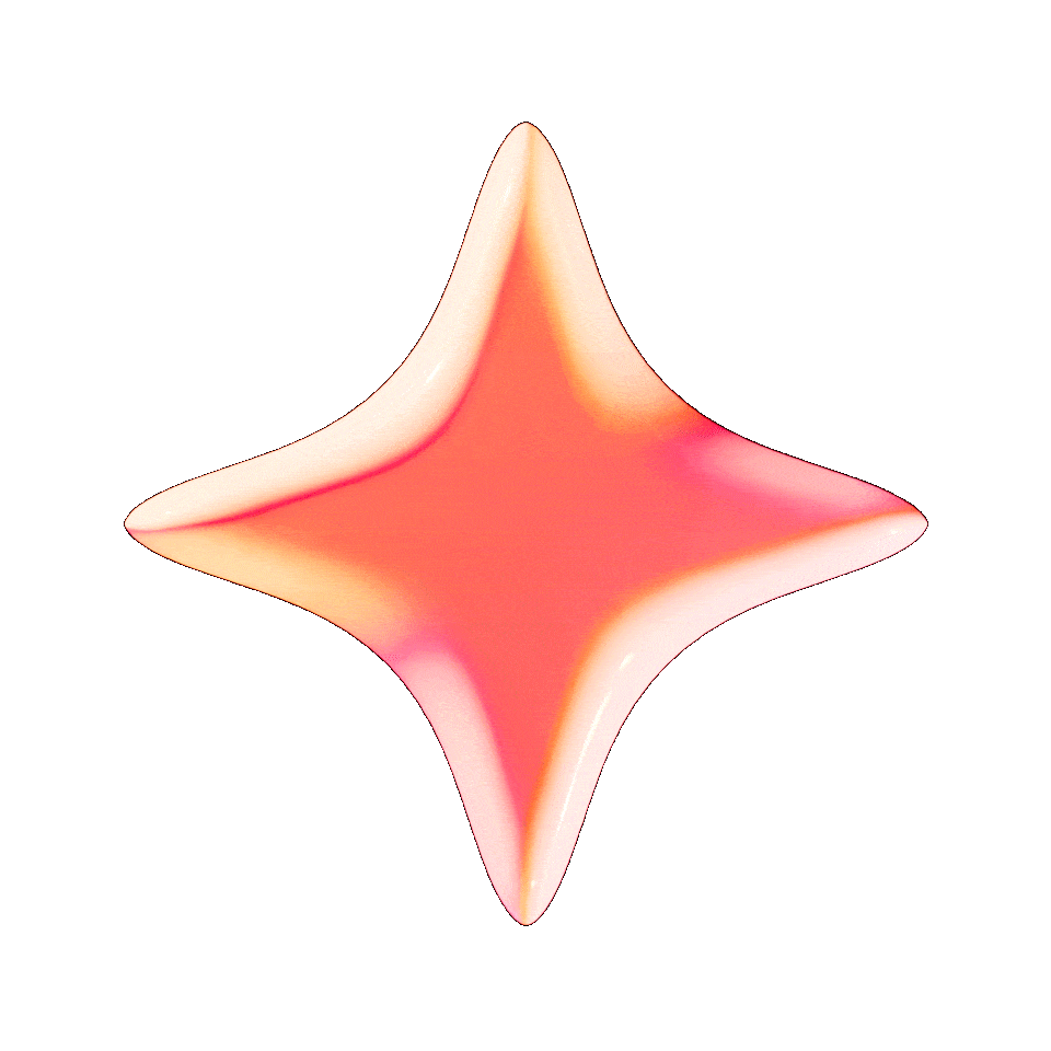 3D orange and pink sparkle turning in a clockwise fashion